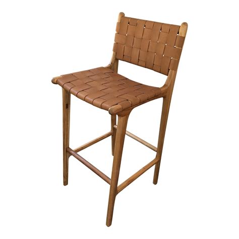 woven leather strap counter stool